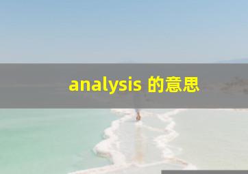 analysis 的意思